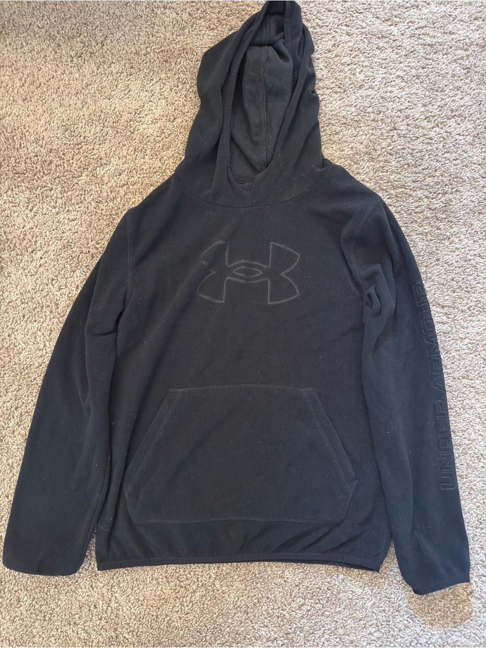Under Armour Boys Fleece Black Hooded Pullover